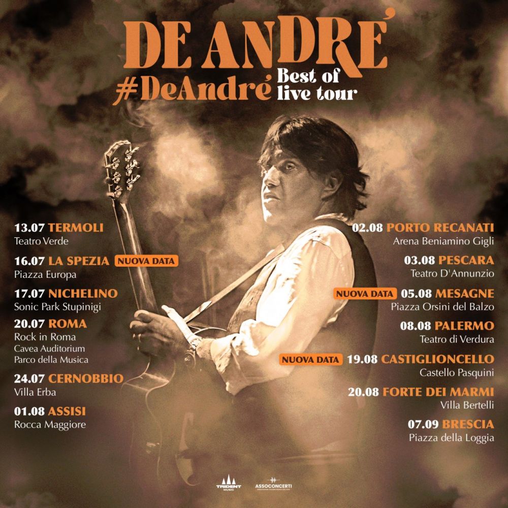CRISTIANO DE ANDRÉ - AGGIUNTE nuove date al tour estivo “De André #DeAndré – Best Of Live Tour”