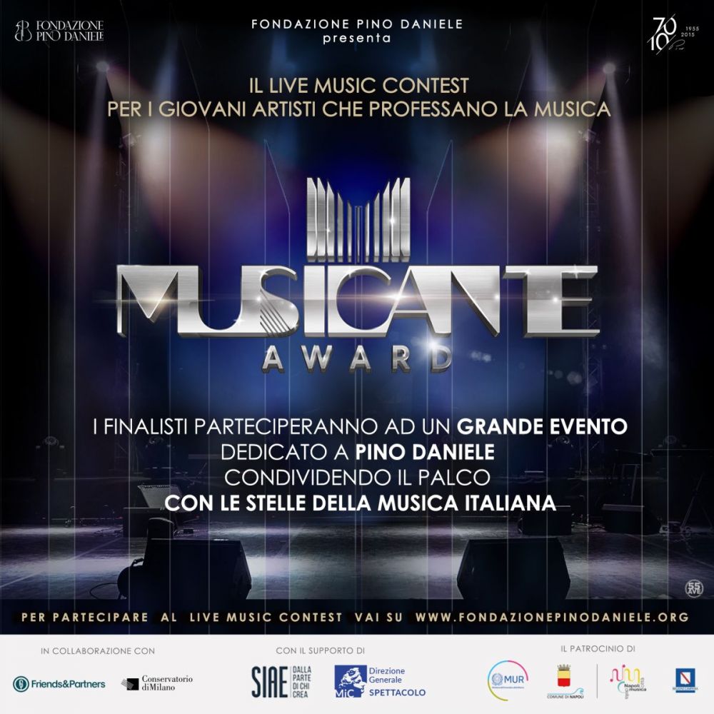 Domani chiudono le iscrizioni per il Live Music Contest MUSICANTE AWARD  PREMIO PINO DANIELE. 